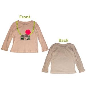 Baby Gap Top Girls Size 4T Long Sleeve White 100% Cotton Camera with Flower